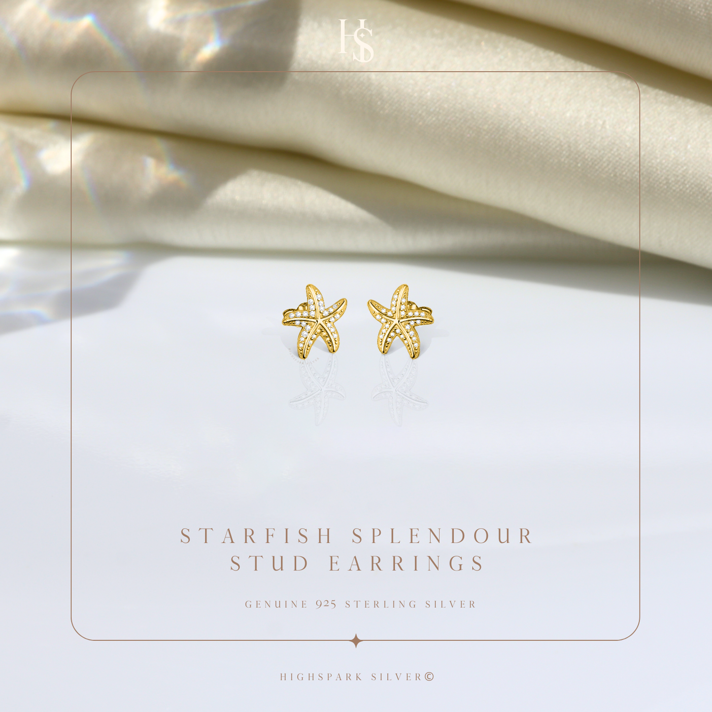 Starfish Splendour Stud Earring in 925 Sterling Silver with 18k Gold Finish For Women