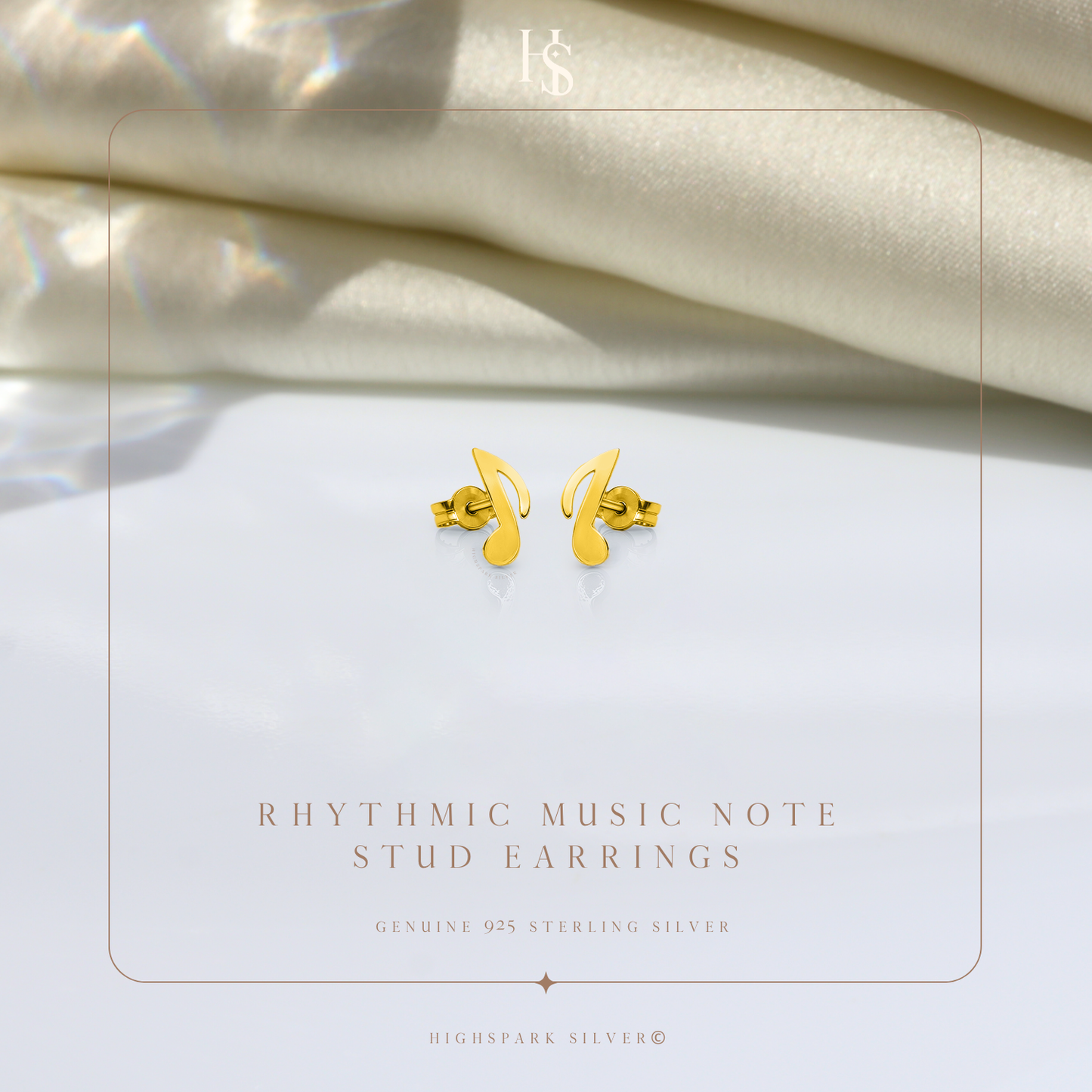Rhythemic Music Stud Earring in 925 Sterling Silver with 18k Gold Finish For Women