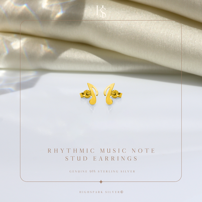 Rhythemic Music Stud Earring in 925 Sterling Silver with 18k Gold Finish For Women