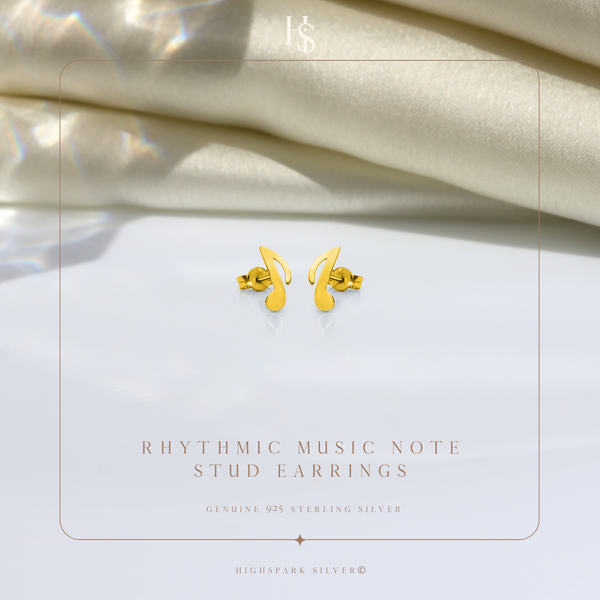 Rhythemic Music Stud Earring in 925 Sterling Silver with 18k Gold Finish For Women