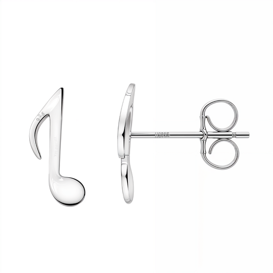 Rhythmic Music Note Stud Earrings in 92.5 Sterling Silver for Women