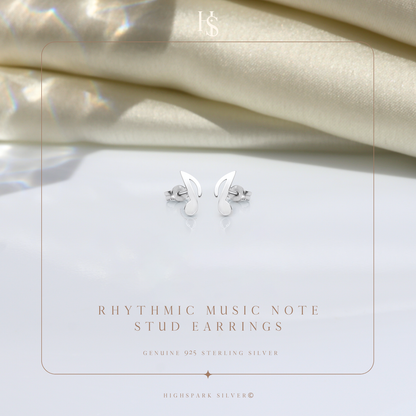 Rhythmic Music Note Stud Earrings in 92.5 Sterling Silver for Women