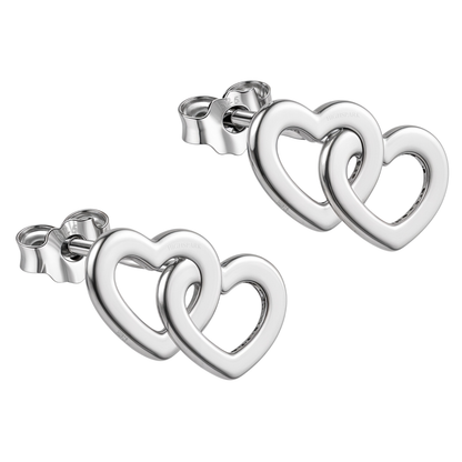 Entwined Hearts Stud Earrings in 92.5 Sterling Silver for Women