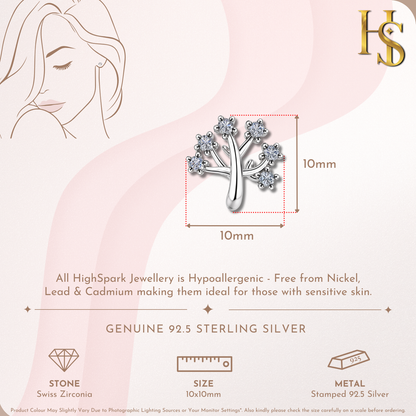 Tree Twirl Stud Earrings in 92.5 Sterling Silver with Diamond like Brilliance Zirconia