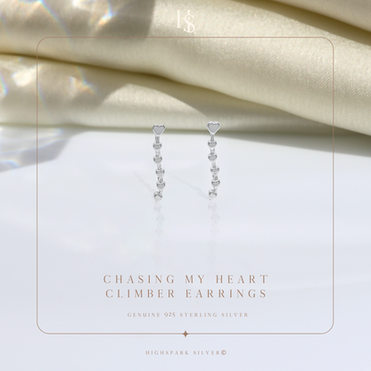 Chasing My Heart Climber Earrings in 92.5 Sterling Silver for Women