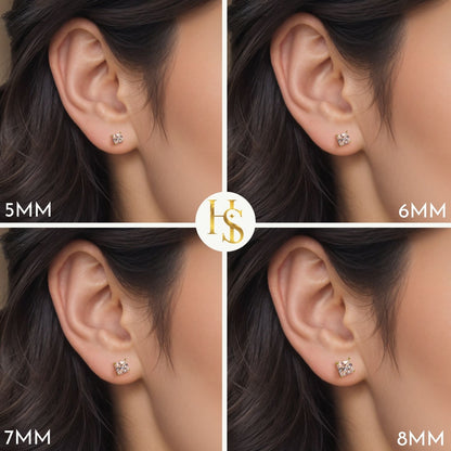 Earrings Square Shape Princess Cut in Gold-Plated Sterling Silver
