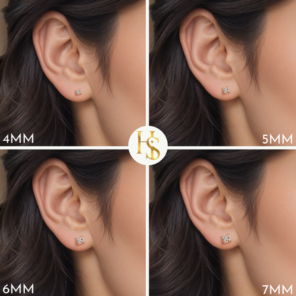 Martini Square Solitire Stud Earring in 925 Sterling Silver with 18k Gold Finish For Women