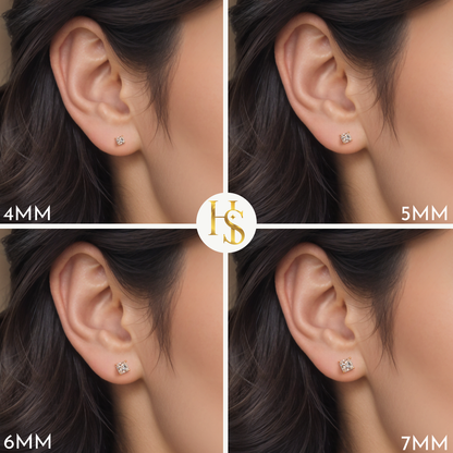 Martini Square Solitire Stud Earring in 925 Sterling Silver with 18k Gold Finish For Women