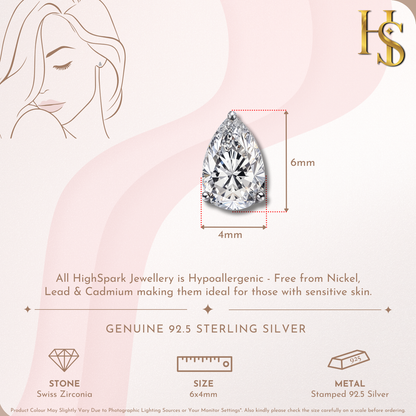 Tranquil Teardrop Solitaire Stud Earrings in 92.5 Sterling Silver with Diamond like Brilliance Zirconia