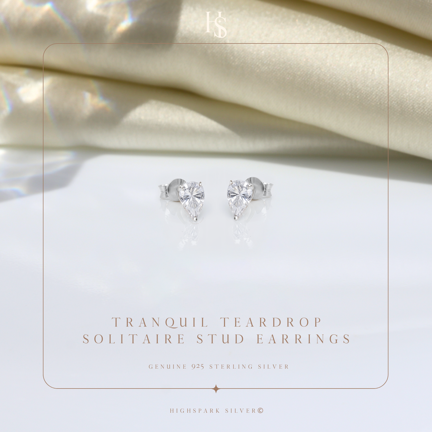 Tranquil Teardrop Solitaire Stud Earrings in 92.5 Sterling Silver with Diamond like Brilliance Zirconia