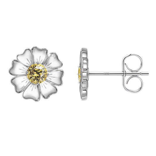 Dainty Daisy Delight Stud Earrings in 92.5 Sterling Silver with Diamond like Brilliance Zirconia