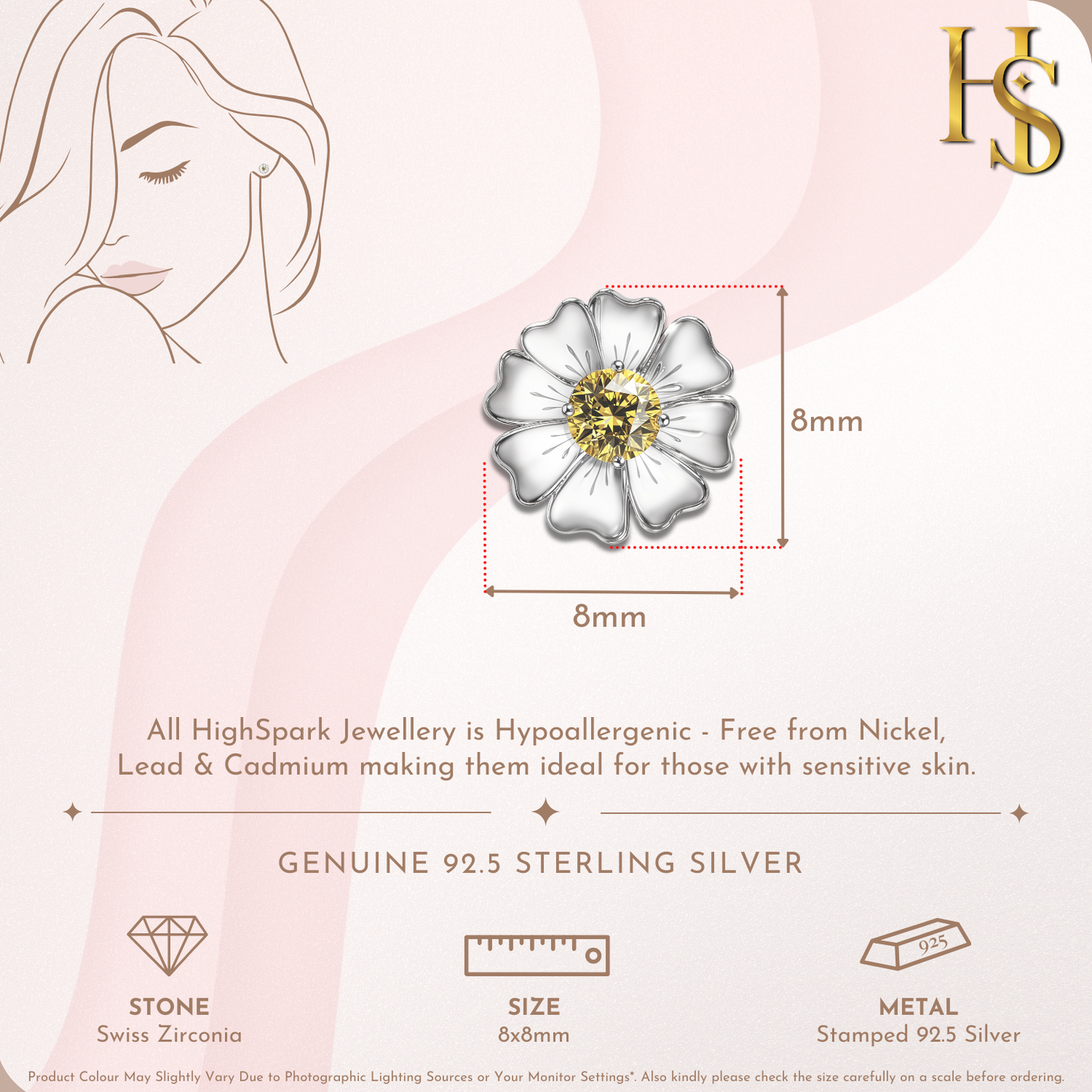 Dainty Daisy Delight Stud Earrings in 92.5 Sterling Silver with Diamond like Brilliance Zirconia