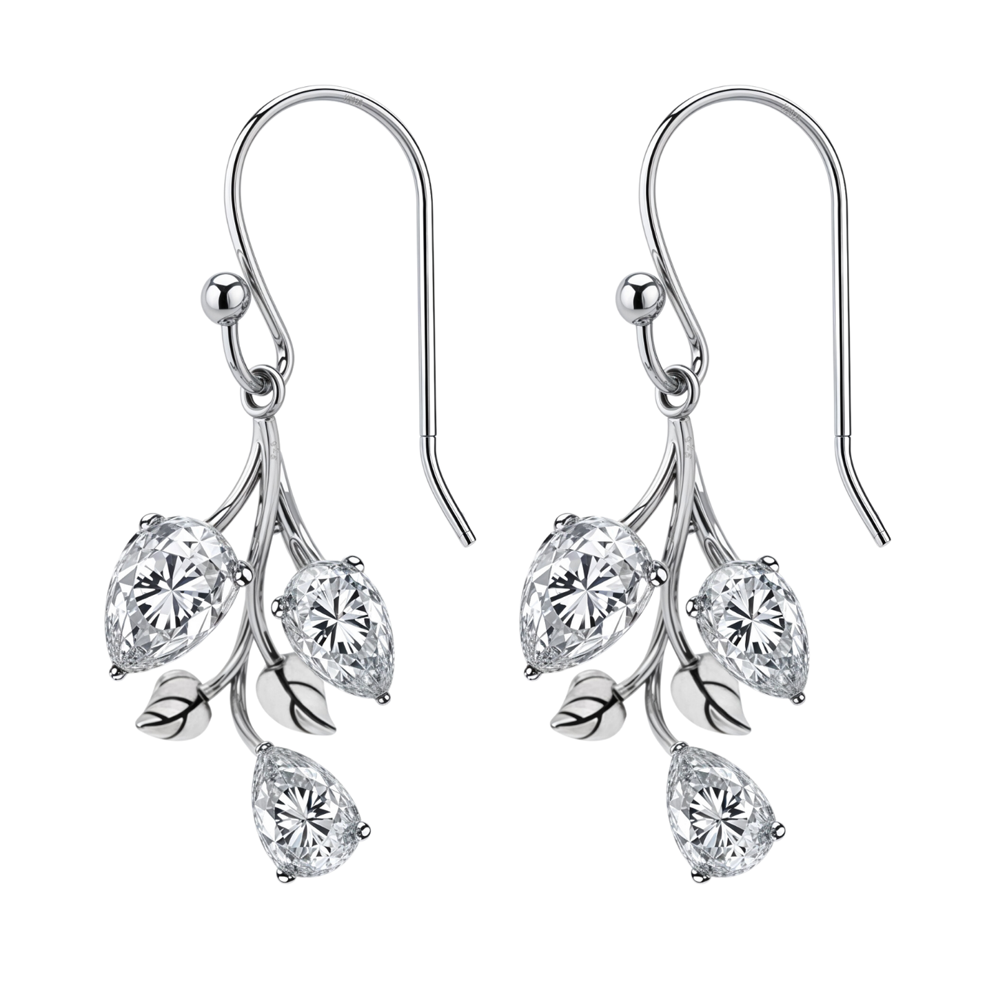 Graceful Gardenia Drop Earrings in 92.5 Sterling Silver with Diamond like Brilliance Zirconia