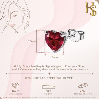 Passionate Promise Heart Solitaire Earrings in 925 Sterling Silver For Women