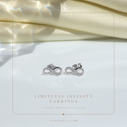 Infinity Stud Earrings in 92.5 Silver studded with Swiss Zirconia