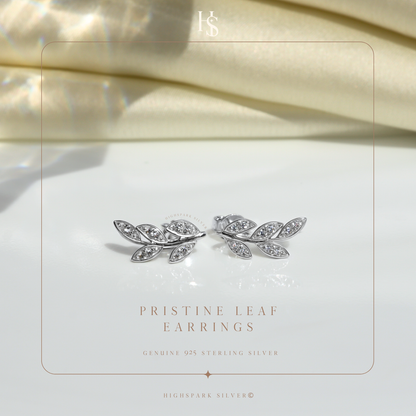 Pristine Leaf Earrings in 92.5 Sterling Silver With Diamond like Brilliance Zirconia