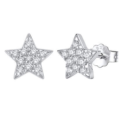 Star Earrings in 92.5 Silver studded with Swiss Zirconia