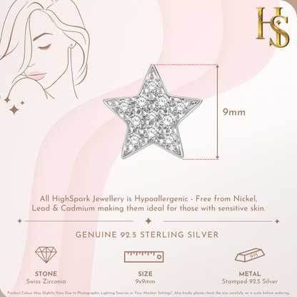 Star Earrings in 92.5 Silver studded with Swiss Zirconia