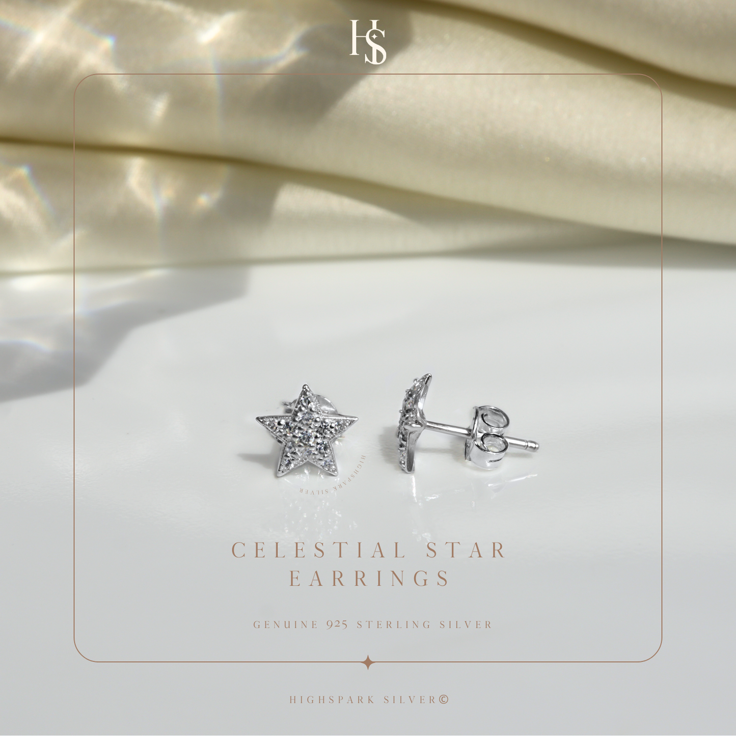 Star Earrings in 92.5 Silver studded with Swiss Zirconia