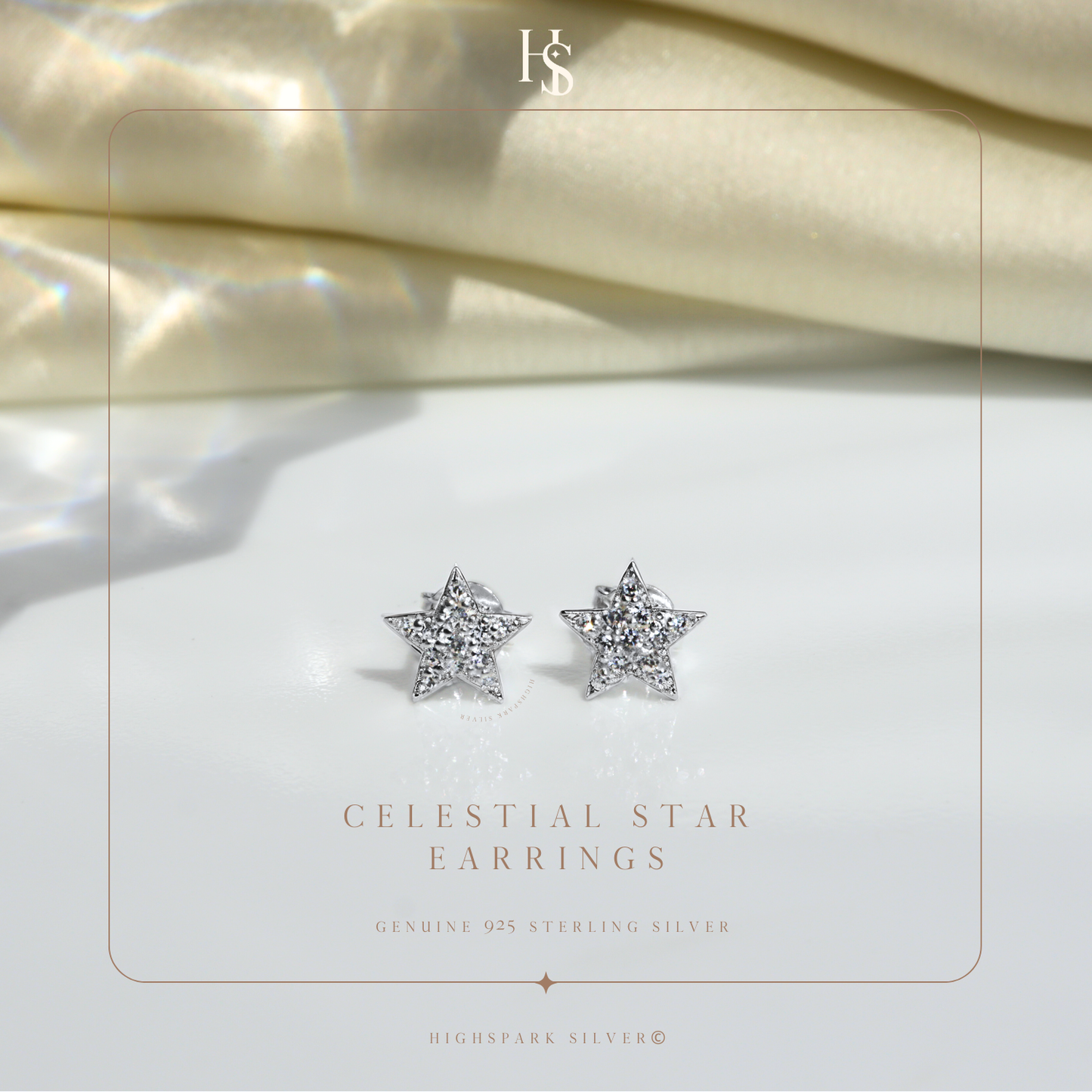 Star Earrings in 92.5 Silver studded with Swiss Zirconia