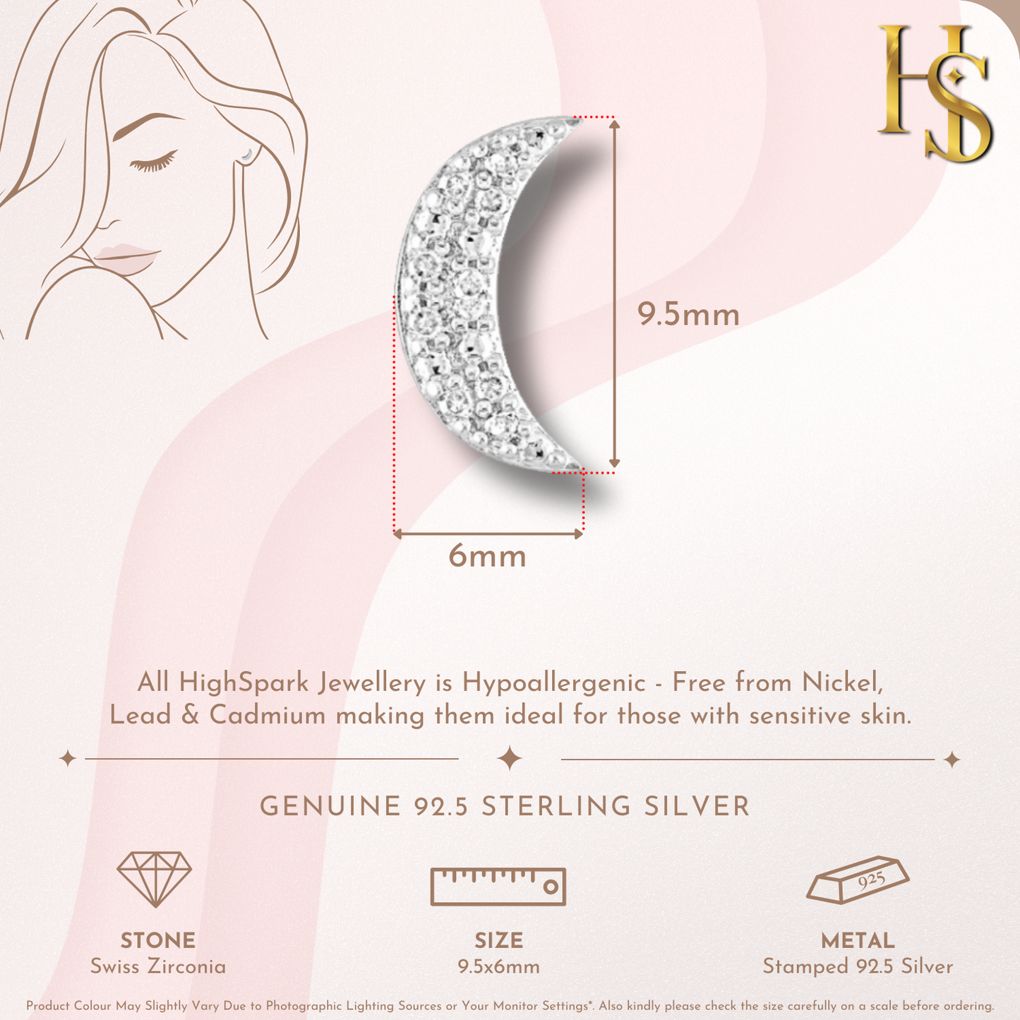 Mystical Crescent Moon Earrings in 92.5 Sterling Silver With Diamond like Brilliance Zirconia