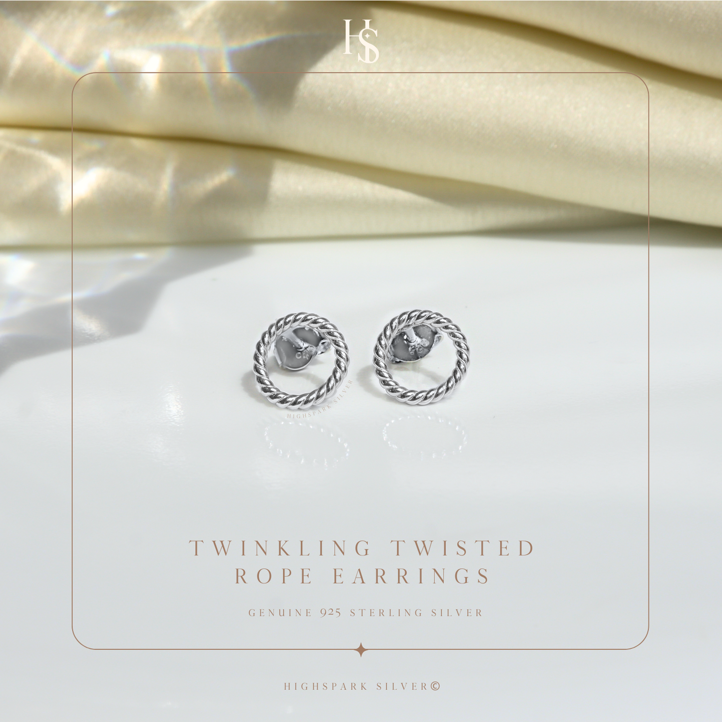 Twinkling Twisted Rope Earrings in 92.5 Sterling Silver for Women