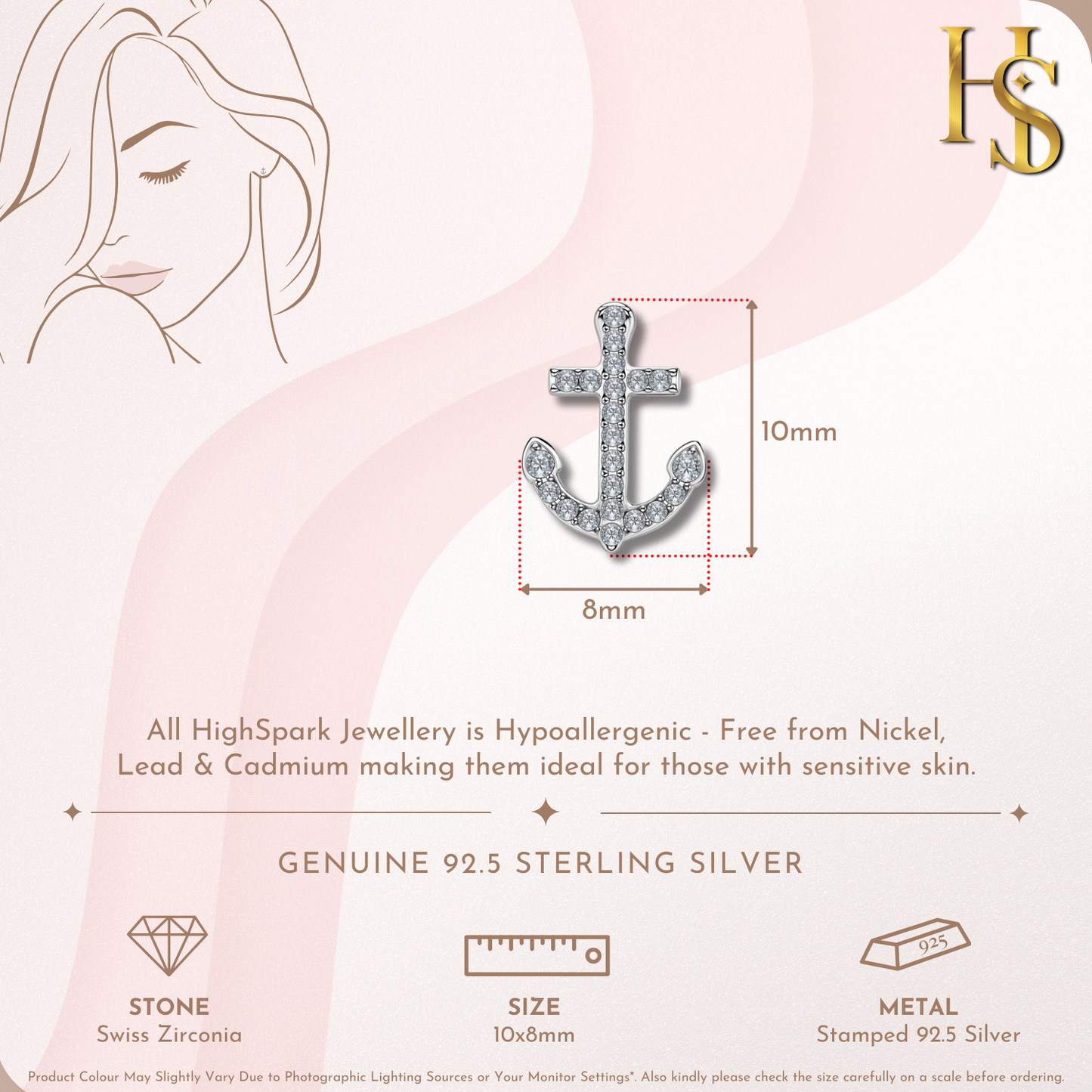 Admirable Anchor Stud Earrings in 92.5 Sterling Silver with Diamond like Brilliance Zirconia