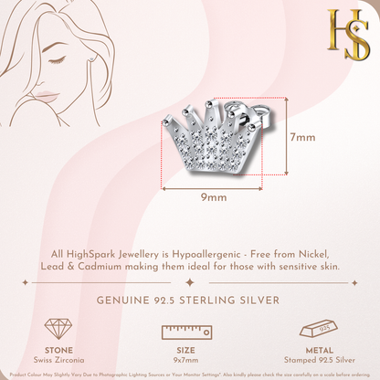 Captivating Crown Stud Earrings in 92.5 Sterling Silver with Diamond like Brilliance Zirconia