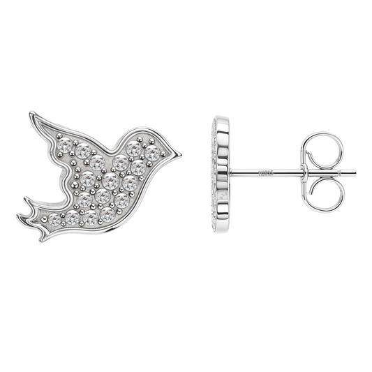 Dove Harmony Stud Earrings in 92.5 Sterling Silver with Diamond like Brilliance Zirconia