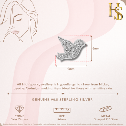 Dove Harmony Stud Earrings in 92.5 Sterling Silver with Diamond like Brilliance Zirconia