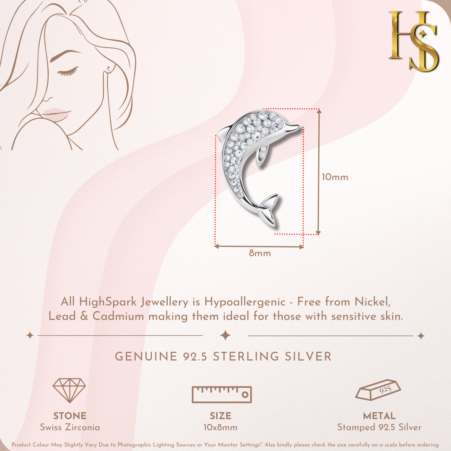 Dazzling Dolphin Stud Earrings in 92.5 Sterling Silver with Diamond like Brilliance Zirconia