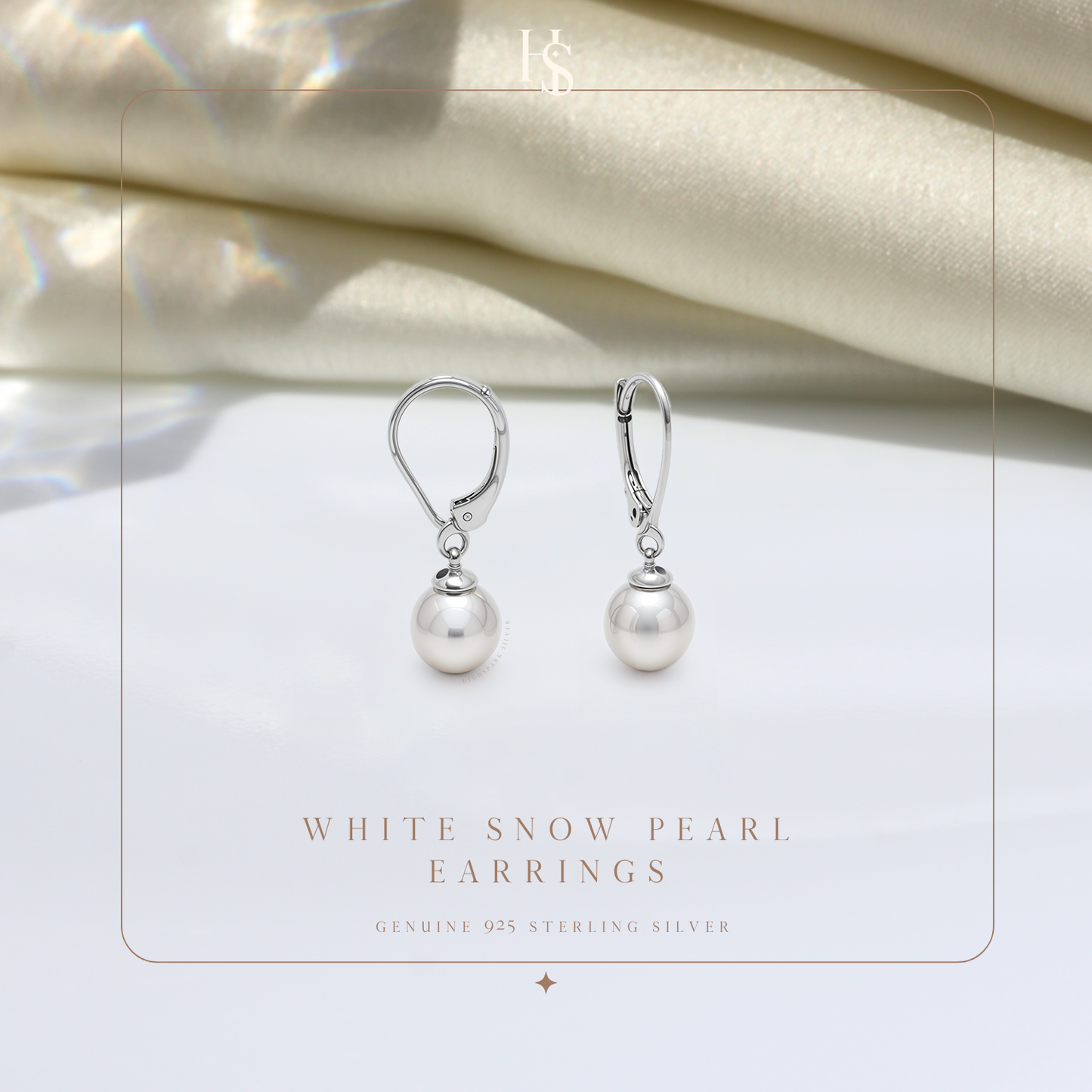 White Snow Pearl Earrings in 92.5 Sterling Silver for Women