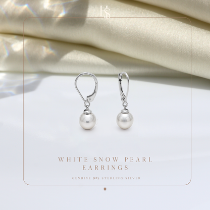 White Snow Pearl Earrings in 92.5 Sterling Silver for Women