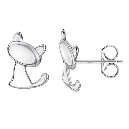 Charming Cat Earrings in 92.5 Sterling Silver for Women