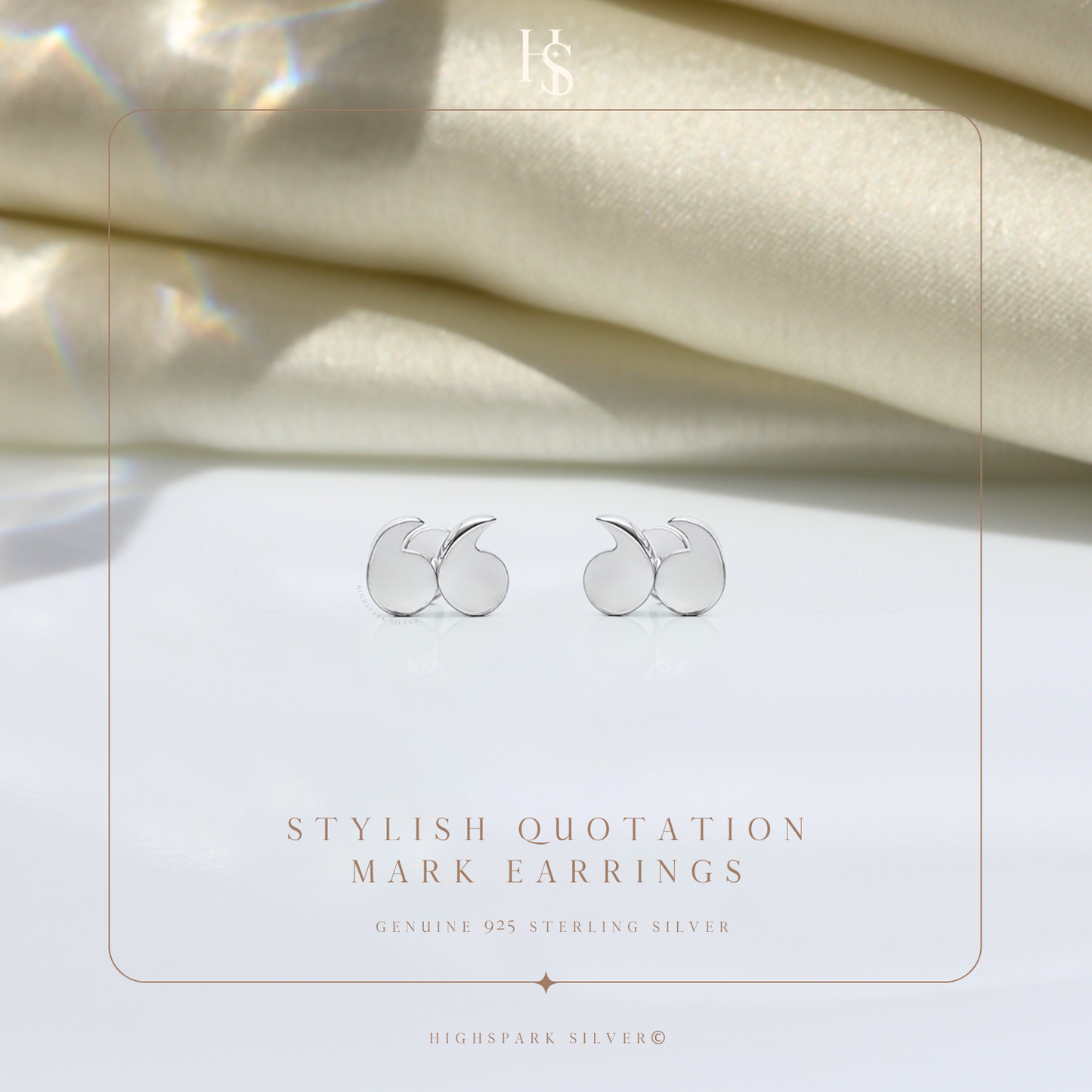 Stylish Quotation Mark Earrings in 92.5 Sterling Silver for Women