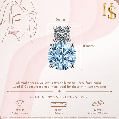 Oceanic Double Brilliance Solitaire Earrings in 925 Sterling Silver For Women