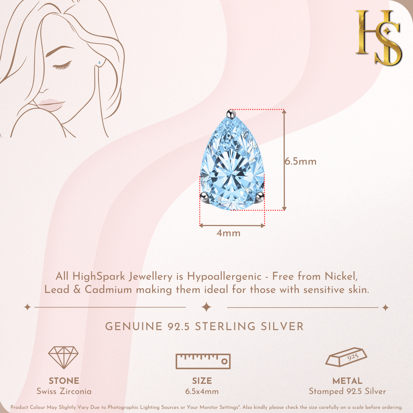 Blue Lagoon Teardrop Solitaire Earrings in 925 Sterling Silver For Women
