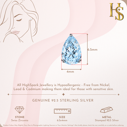 Blue Lagoon Teardrop Solitaire Earrings in 925 Sterling Silver For Women