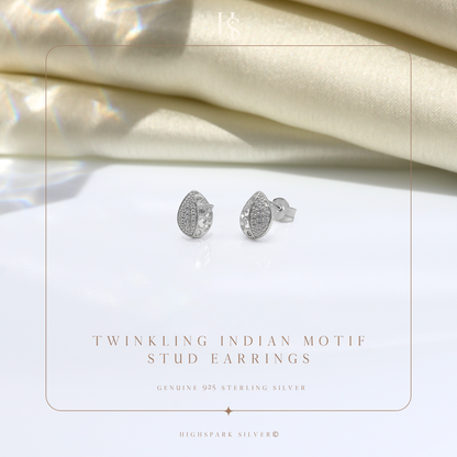 Twinkling Indian Motif Stud Earrings in 925 Sterling Silver For Women