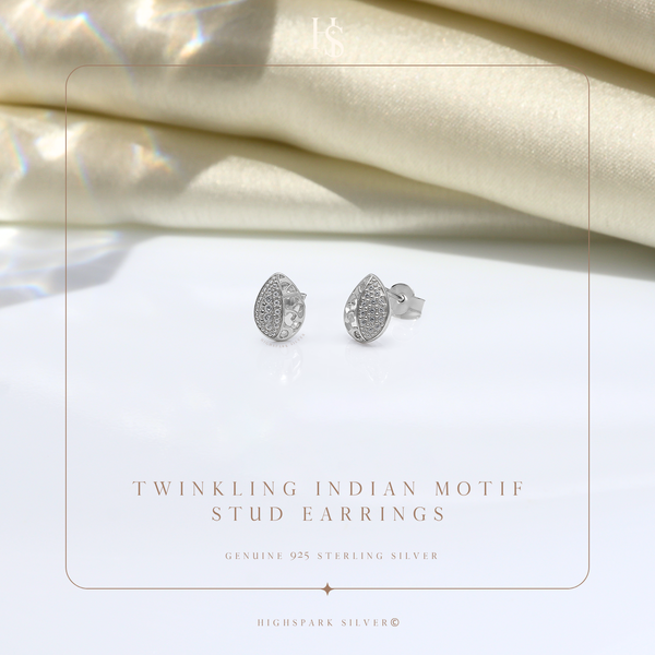 Twinkling Indian Motif Stud Earrings in 925 Sterling Silver For Women