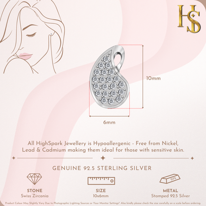 Twinkling Paisley Motif Stud Earrings in 925 Sterling Silver for Women