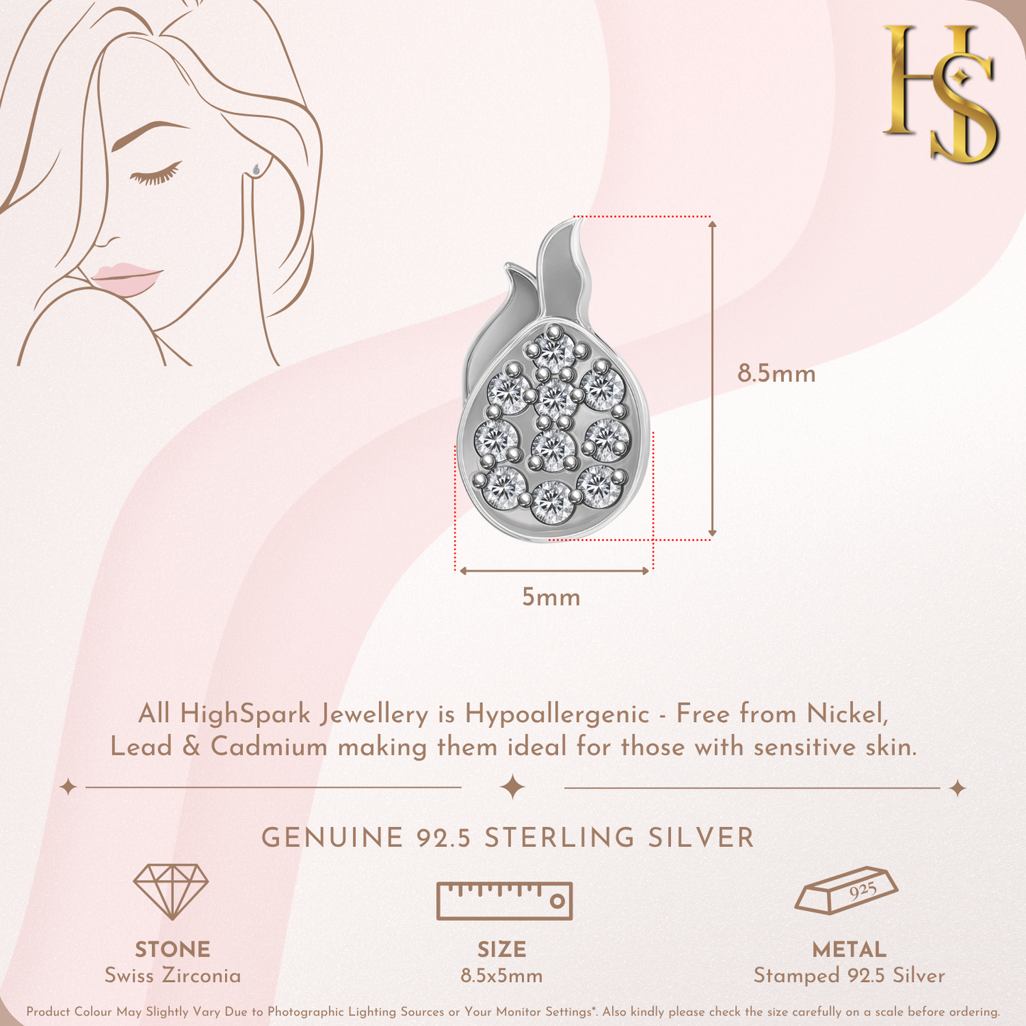 Twinkling Fiery Flame Stud Earrings in 925 Sterling Silver for Women