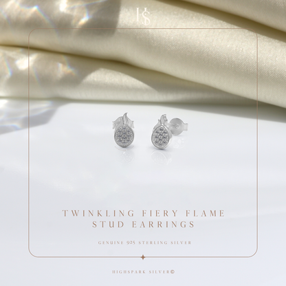Twinkling Fiery Flame Stud Earrings in 925 Sterling Silver for Women