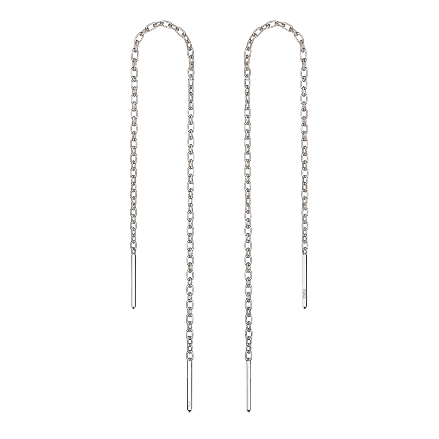 Threaded Long Chain Earrings in 92.5 Sterling Silver for Women