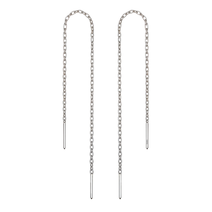 Threaded Long Chain Earrings in 92.5 Sterling Silver for Women