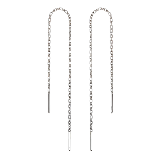 Threaded Long Chain Earrings in 92.5 Sterling Silver for Women