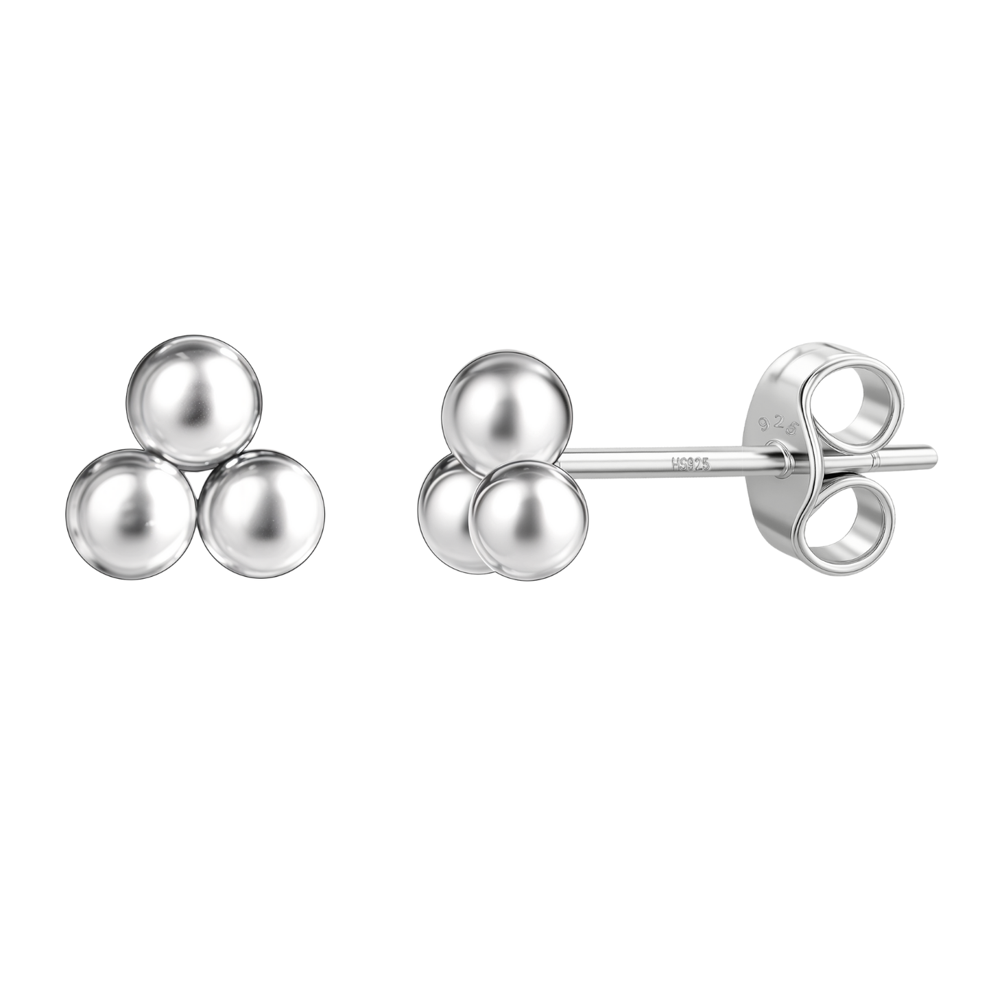 Trinity Cluster Stud Earrings in 925 Sterling Silver For Women