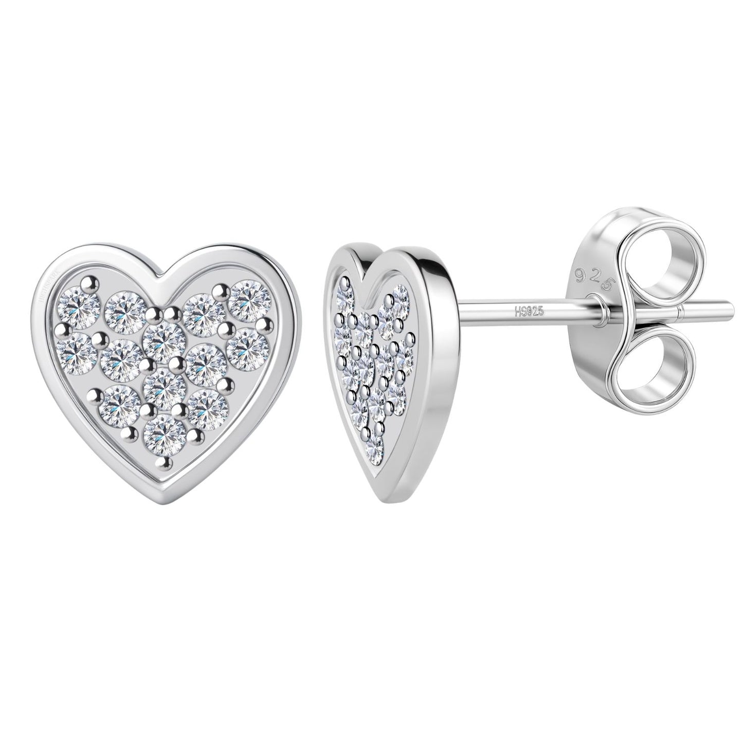 Radiant Love Heart Solitaire Earrings in 925 Sterling Silver For Women