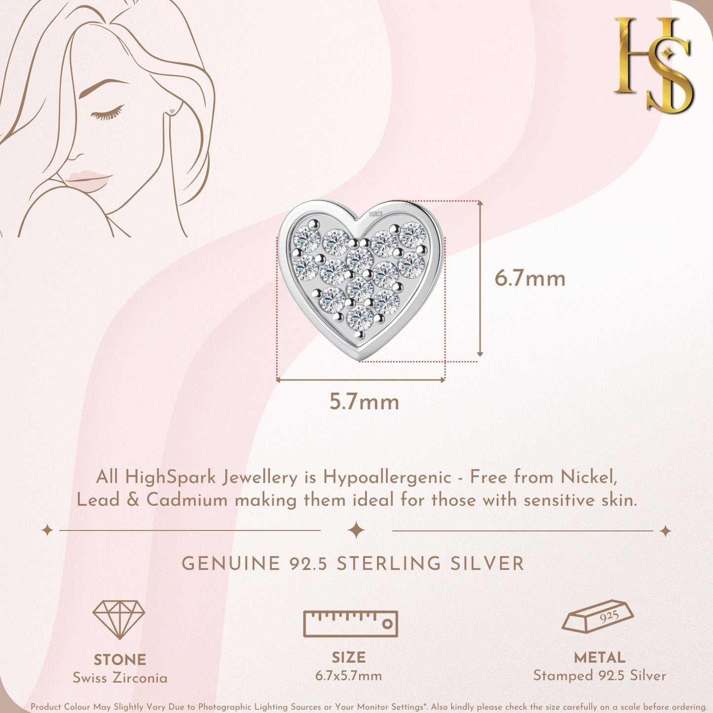 Radiant Love Heart Solitaire Earrings in 925 Sterling Silver For Women