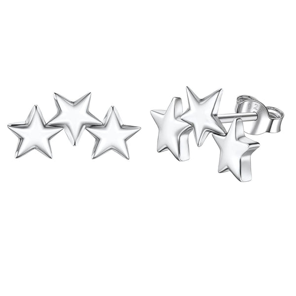 Celeste Triple Star Climber Earrings in 925 Sterling Silver For Women